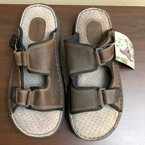 Earth Leather Adjustable Straps Men’s Sandals - Picture 1 of 5